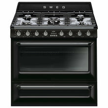 Load image into Gallery viewer, Smeg 90cm Victoria Dual Fuel Pyrolytic Freestanding Oven TRA90BLP2