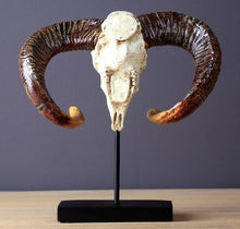 Load image into Gallery viewer, Antique Wild Goat Skull Sculpture Handmade