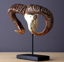 Load image into Gallery viewer, Antique Wild Goat Skull Sculpture Handmade