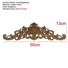 Load image into Gallery viewer, Rectangle Carving Natural Wood Appliques For Furniture Cabinet
