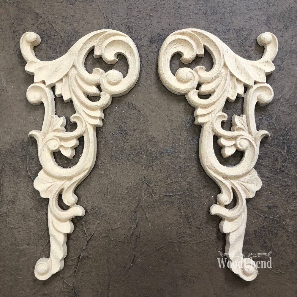 WoodUBend mouldings pack of Two Corner Scrolls WUB2102 20.5x9.5cms