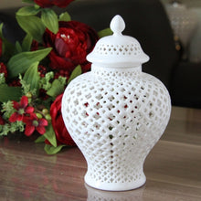 Load image into Gallery viewer, WHITE COLOR GLAZED PORCELAIN CERAMIC TEMPLE JAR GINGER JAR
