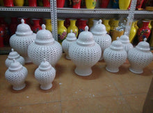 Load image into Gallery viewer, WHITE COLOR GLAZED PORCELAIN CERAMIC TEMPLE JAR GINGER JAR
