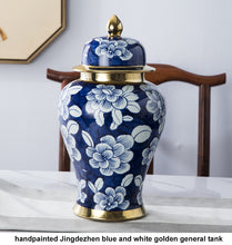Load image into Gallery viewer, Antique Royal Hand painted Blue and white Ceramic Ginger Jars
