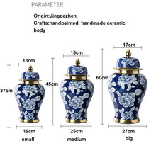 Load image into Gallery viewer, Antique Royal Hand painted Blue and white Ceramic Ginger Jars
