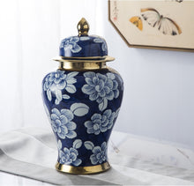 Load image into Gallery viewer, Antique Royal Hand painted Blue and white Ceramic Ginger Jars

