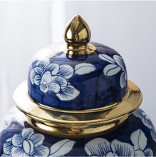 Load image into Gallery viewer, Antique Royal Hand painted Blue and white Ceramic Ginger Jars
