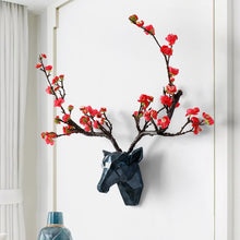 Load image into Gallery viewer, 3d Deer head With Flower Antler Wall Decor
