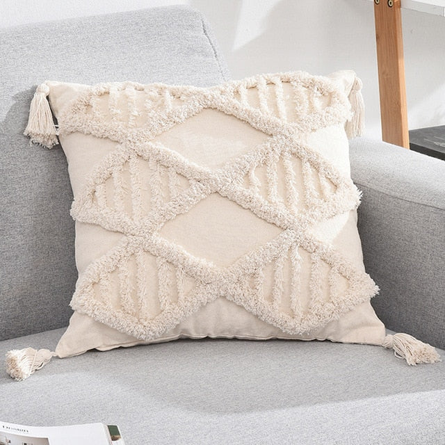 Beige Tassels Decorative Cushion Cover 45x 45cm/30x50cm