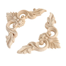 गैलरी व्यूवर में इमेज लोड करें, 4pcs 8*8cm Wood Carved Corner Onlay Furniture Home Decorations Unpainted Applique
