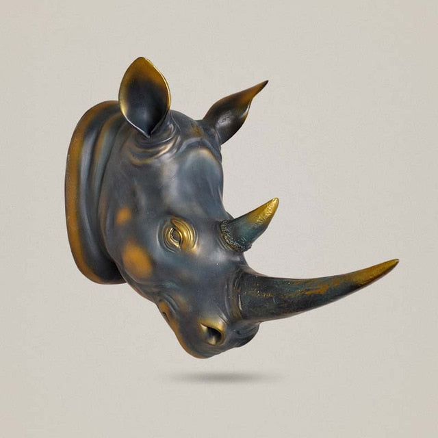 Rhino Head Statue Decoration