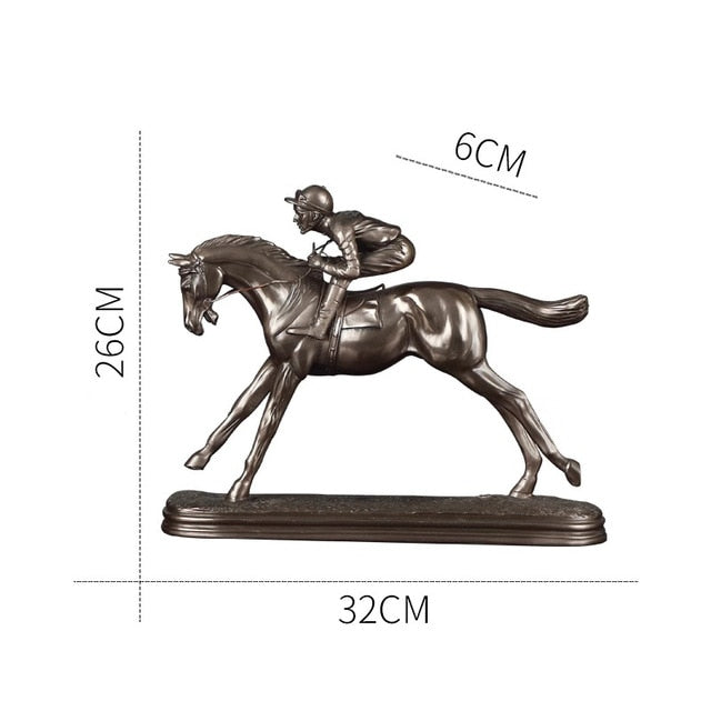 European retro knight horse racing statue