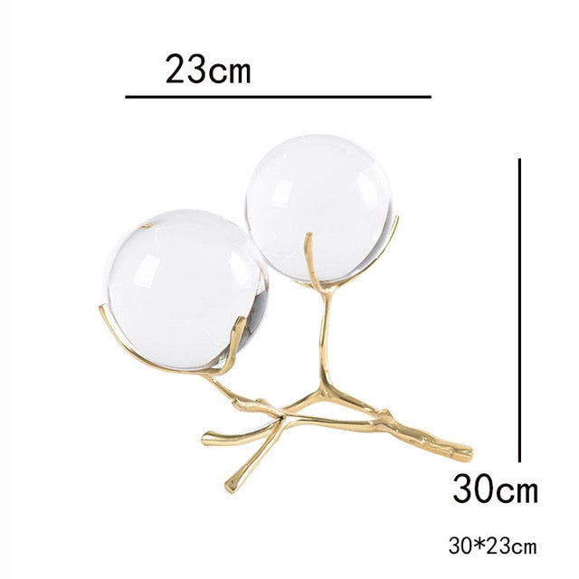 Nordic Brass Branch Stand With Crystal Ball
