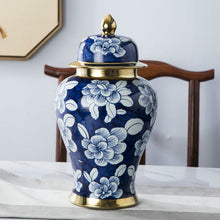 Load image into Gallery viewer, Antique Royal Hand painted Blue and white Ceramic Ginger Jars
